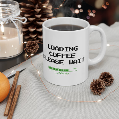 Loading Coffee Please Wait Mug – Retro Gamer Coffee Cup