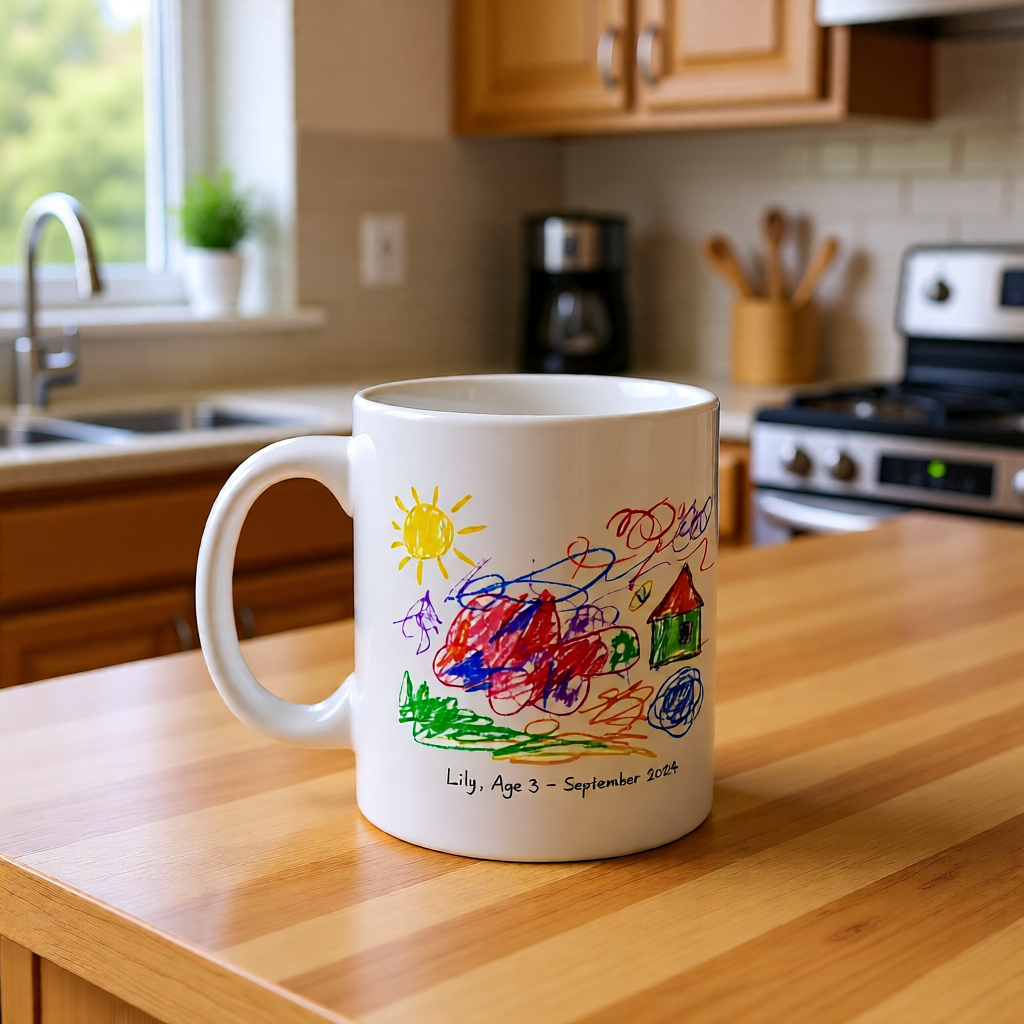 Personalised Children's Drawing Mug – Unique Kids Art Gift UK