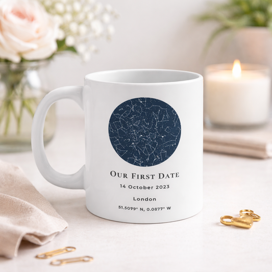 Personalised Star Map Mug - Custom Date Night Sky Gift UK