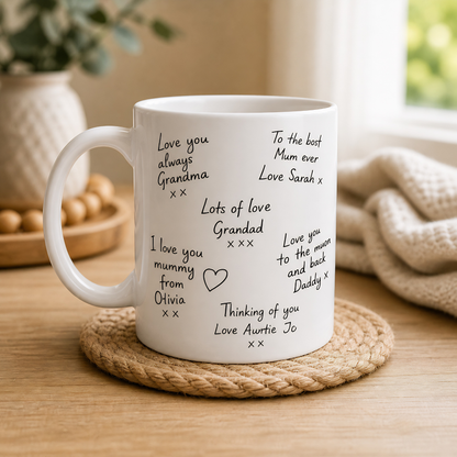 Personalised Handwriting Mug - Custom Message Keepsake Gift UK